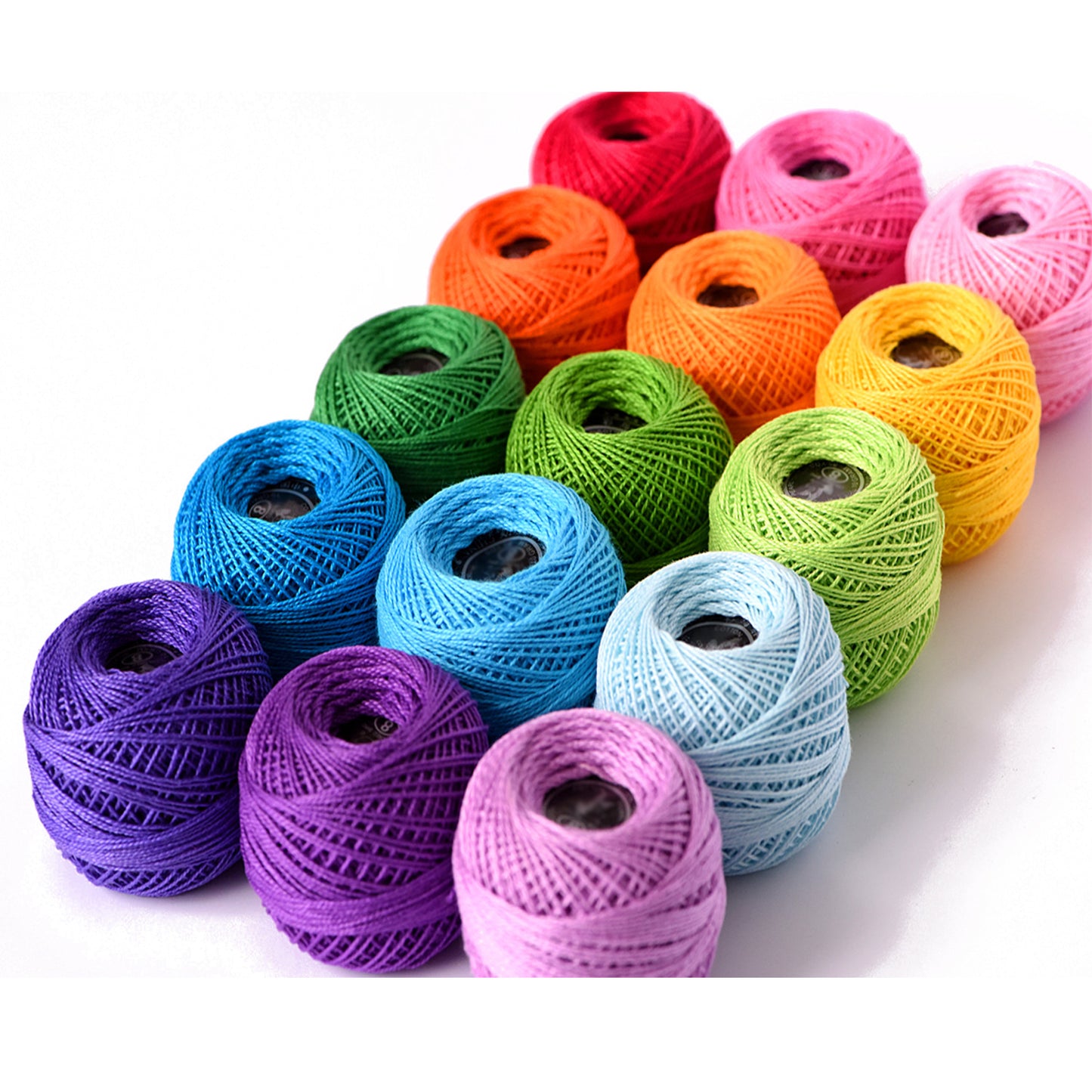 15 farbiges Baumwoll-Häkelgarnset